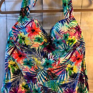 Tropical Print Swim Top
